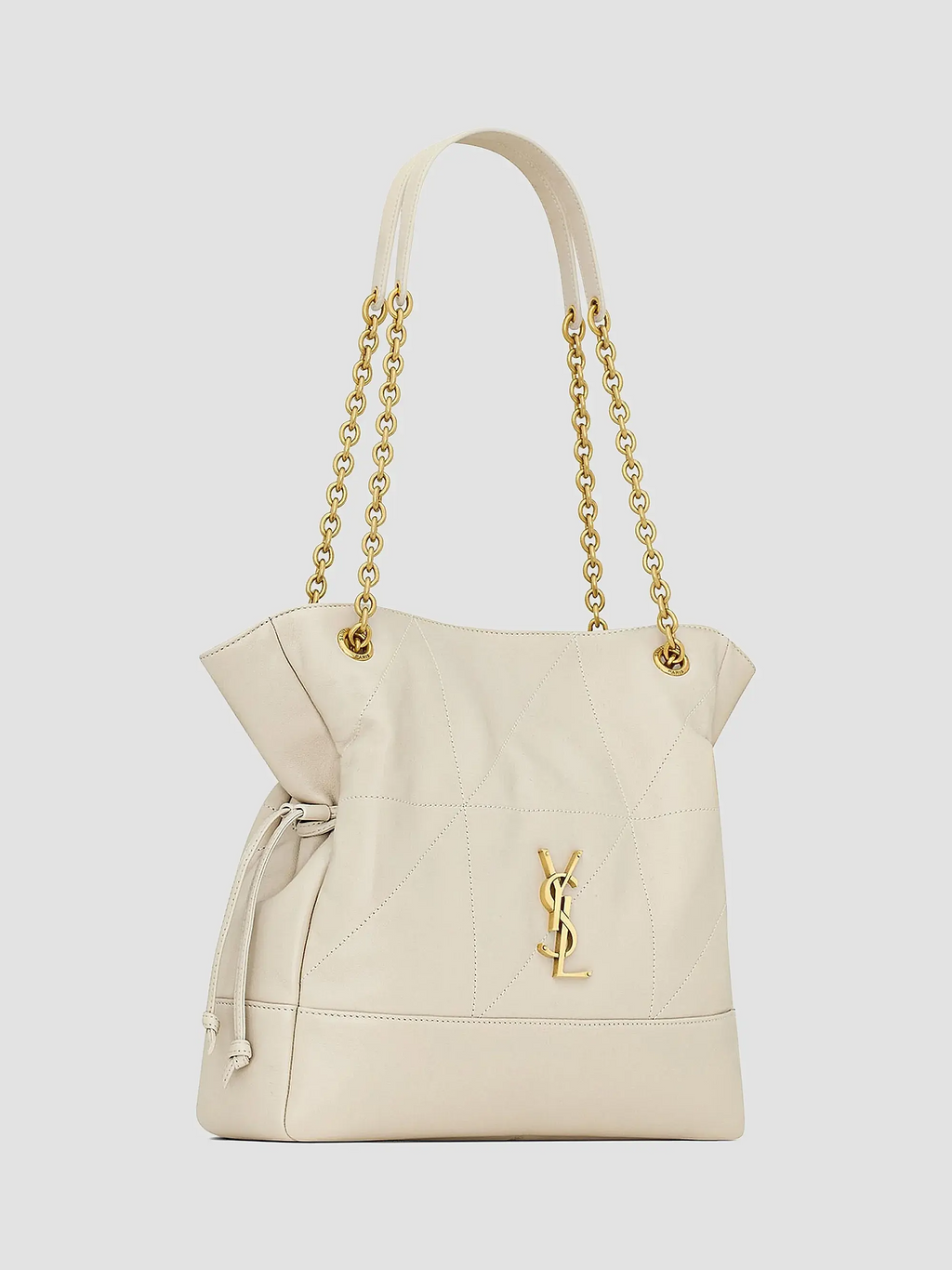 Quilted Drawstring Shoulder Bag | Gold Chain Detail