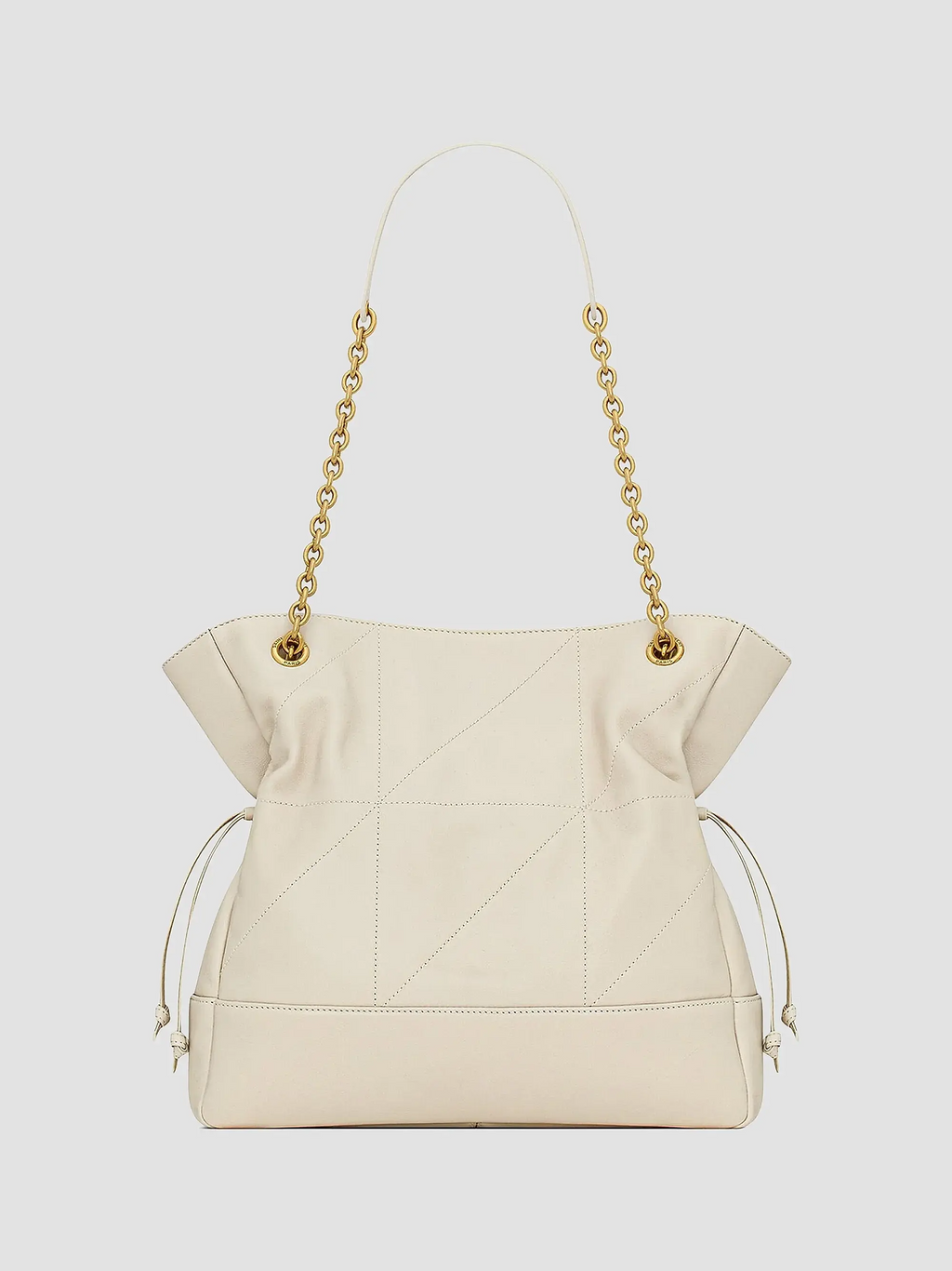 Quilted Drawstring Shoulder Bag | Gold Chain Detail