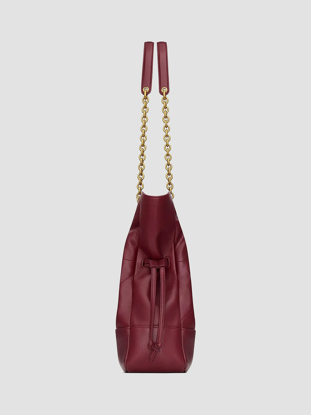 Quilted Drawstring Shoulder Bag | Gold Chain Detail