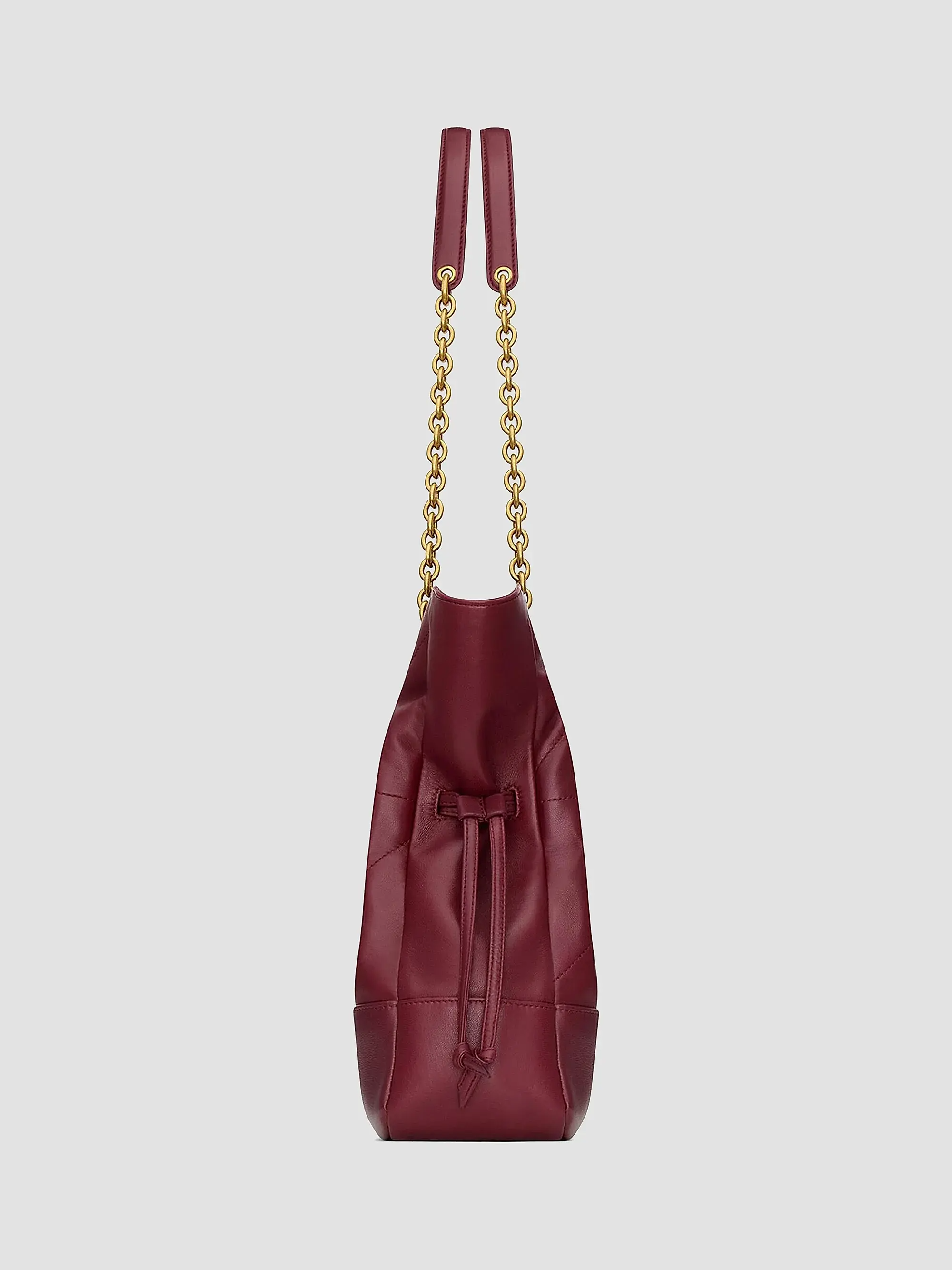 Quilted Drawstring Shoulder Bag | Gold Chain Detail